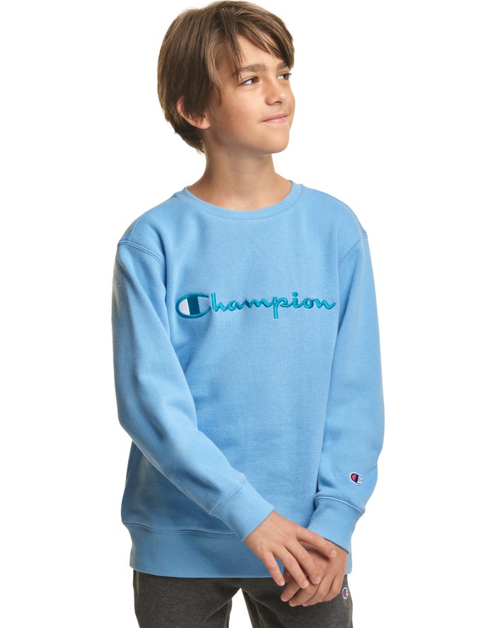 Sudadera Champion Niño - Fleece Crew Embroidered Logo ( Azules ) 6194853-KO